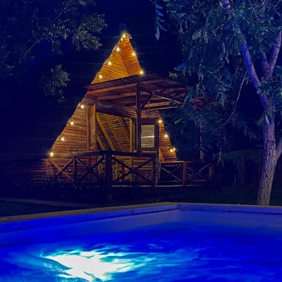 Viajando x mexico glamping cabaña zeus los angeles durango alberca noche
